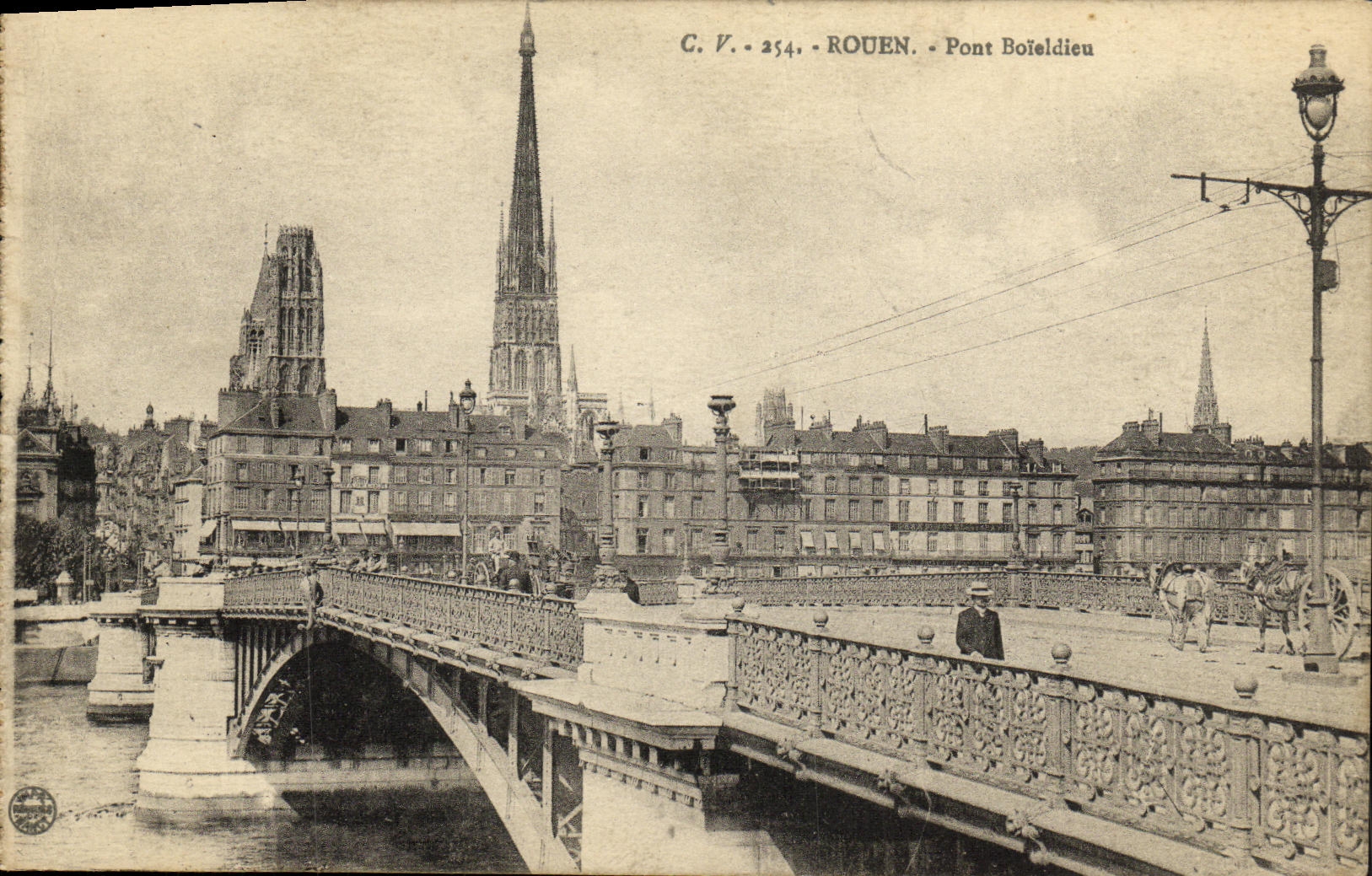 VINTAGE POSTCARD Rouen Boieldieu Bridge