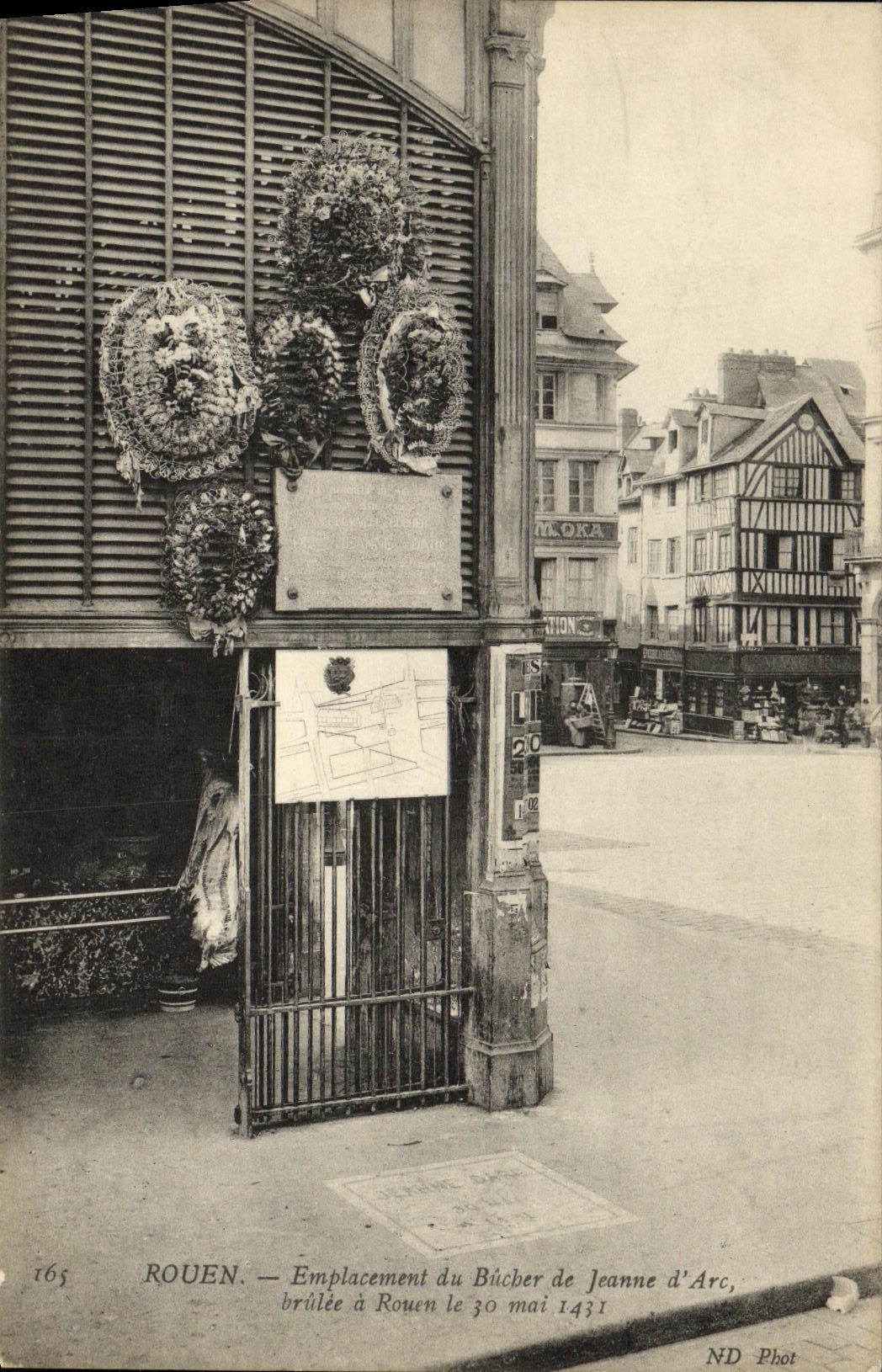 VINTAGE POSTCARD Rouen Site of roughing hew of Jeanne D arc brulee on May 30th  1431