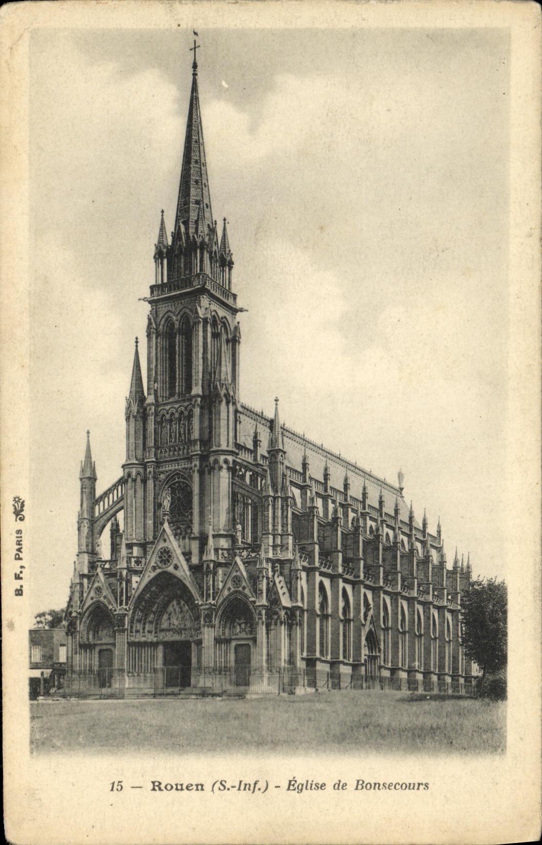 VINTAGE POSTCARD Rouen Church De Bonsecours