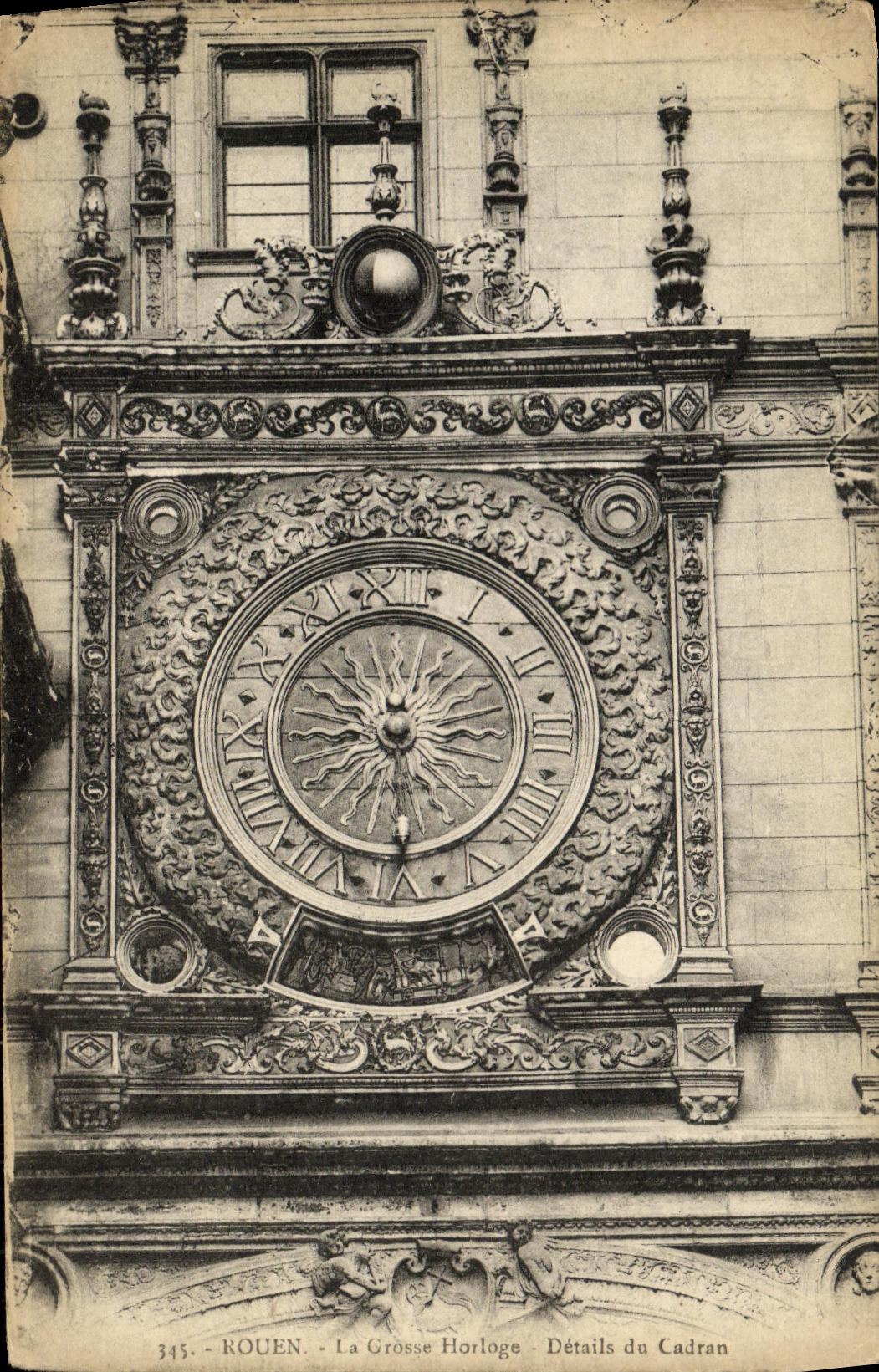 VINTAGE POSTCARD Rouen the Large Clock Details Of the Dial