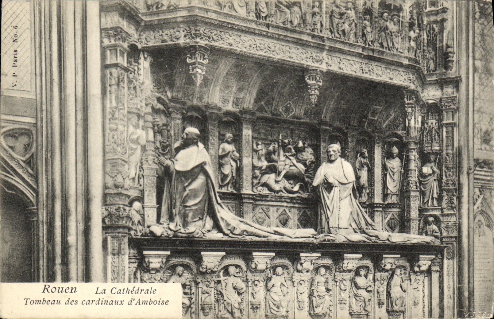 VINTAGE POSTCARD Rouen the Cathedral Tombs of the cardinals D Amboise