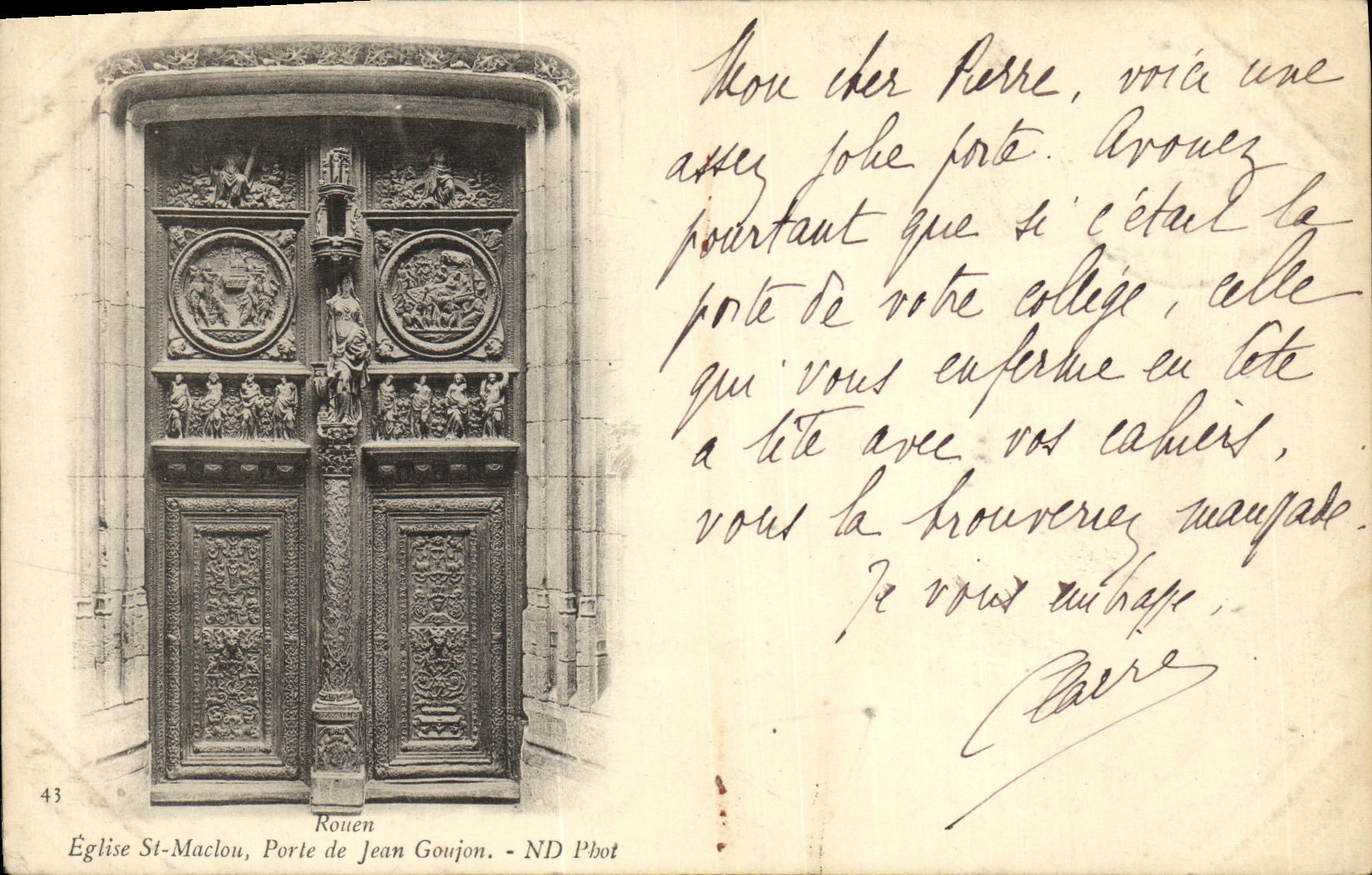 VINTAGE POSTCARD Rouen L Church Holy Maclou Carries of Jean Goujon