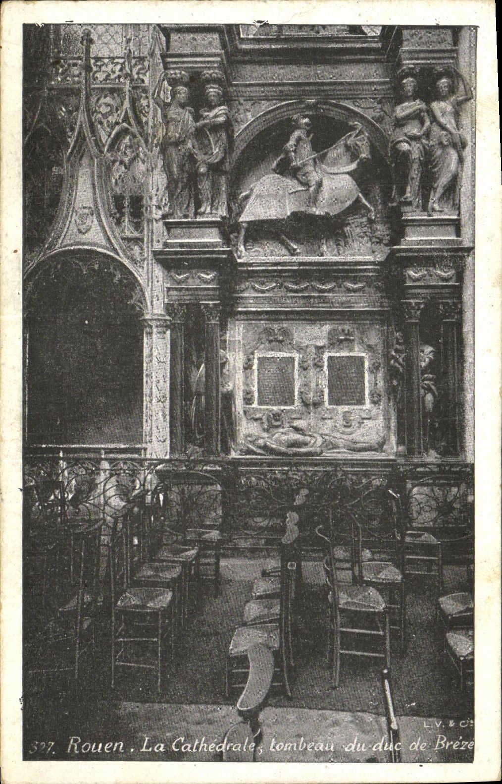 VINTAGE POSTCARD Rouen the Cathedral Tomb of the Duke of Breze