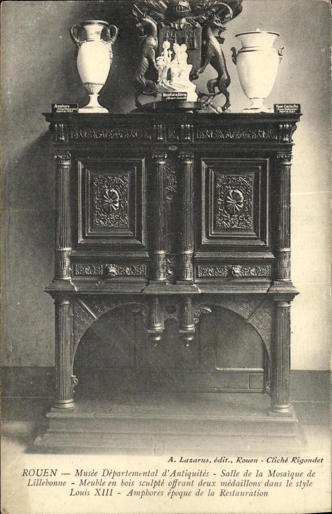 VINTAGE POSTCARD Rouen Departmental Museum D Antiquities Room of the Mosaic of Lillebonne