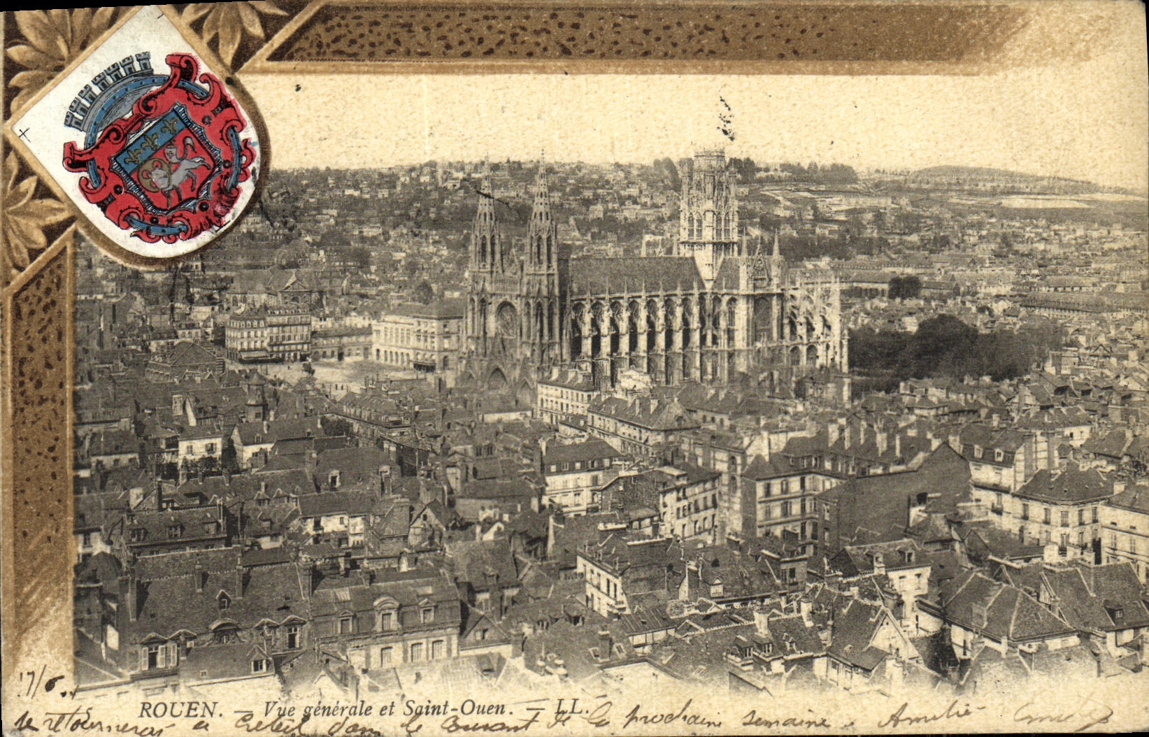 VINTAGE POSTCARD Rouen View and Holy Ouen