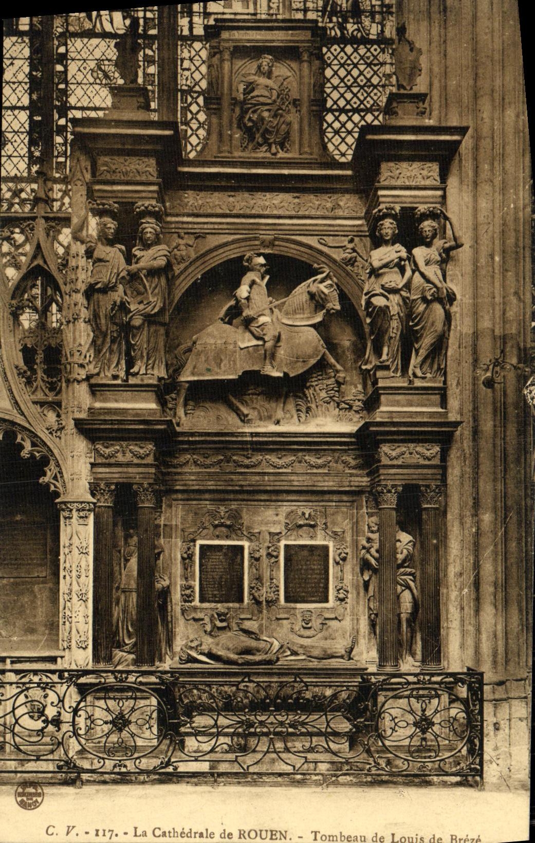 VINTAGE POSTCARD Rouen the Cathedral of Tomb of Louis de Breze