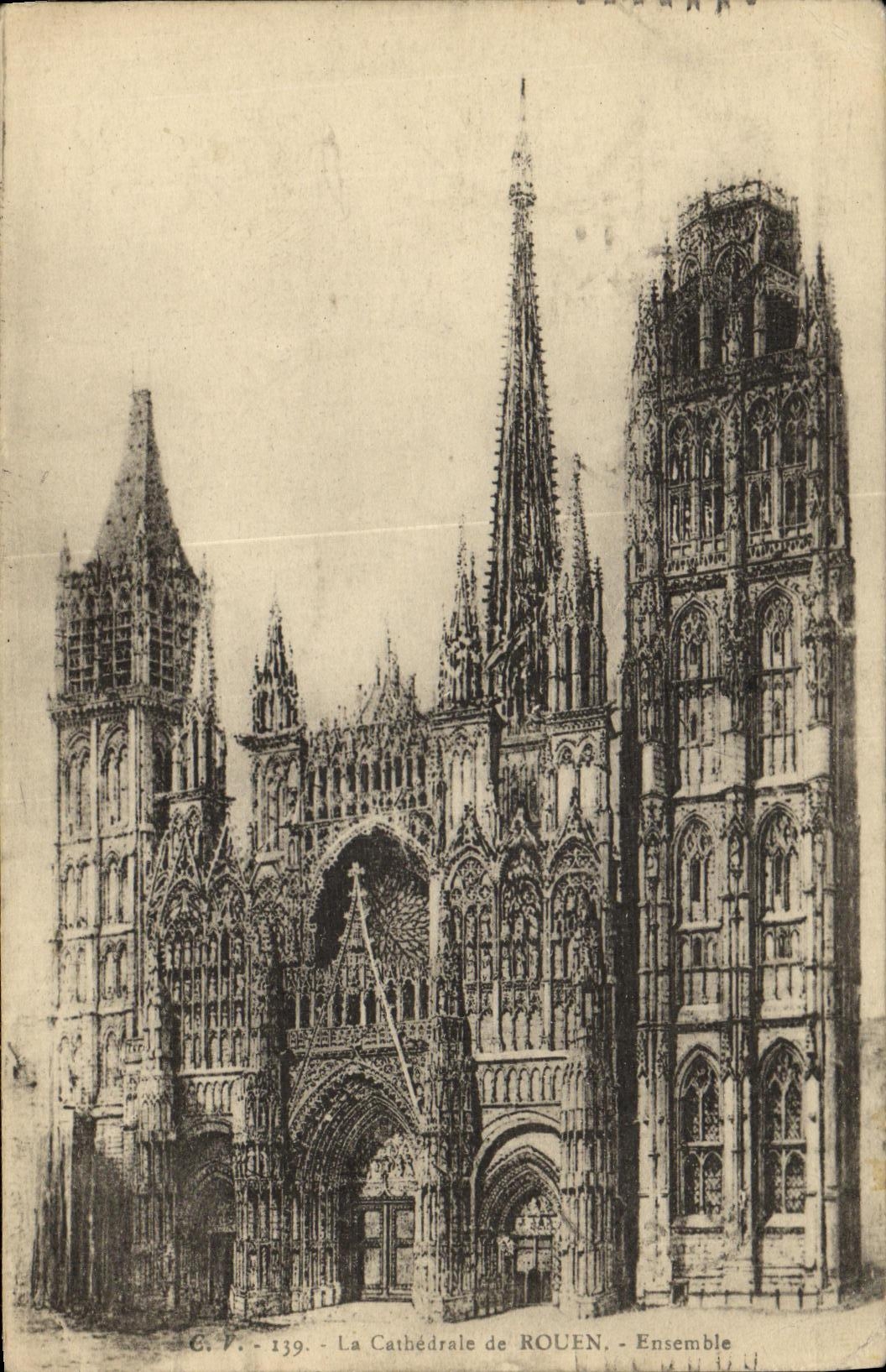 VINTAGE POSTCARD Rouen the Cathedral of Rouen Together