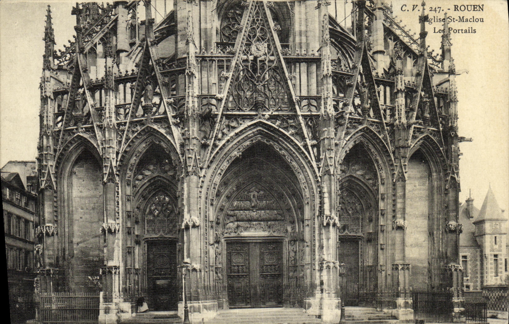 VINTAGE POSTCARD Rouen Church St Maclou Gates