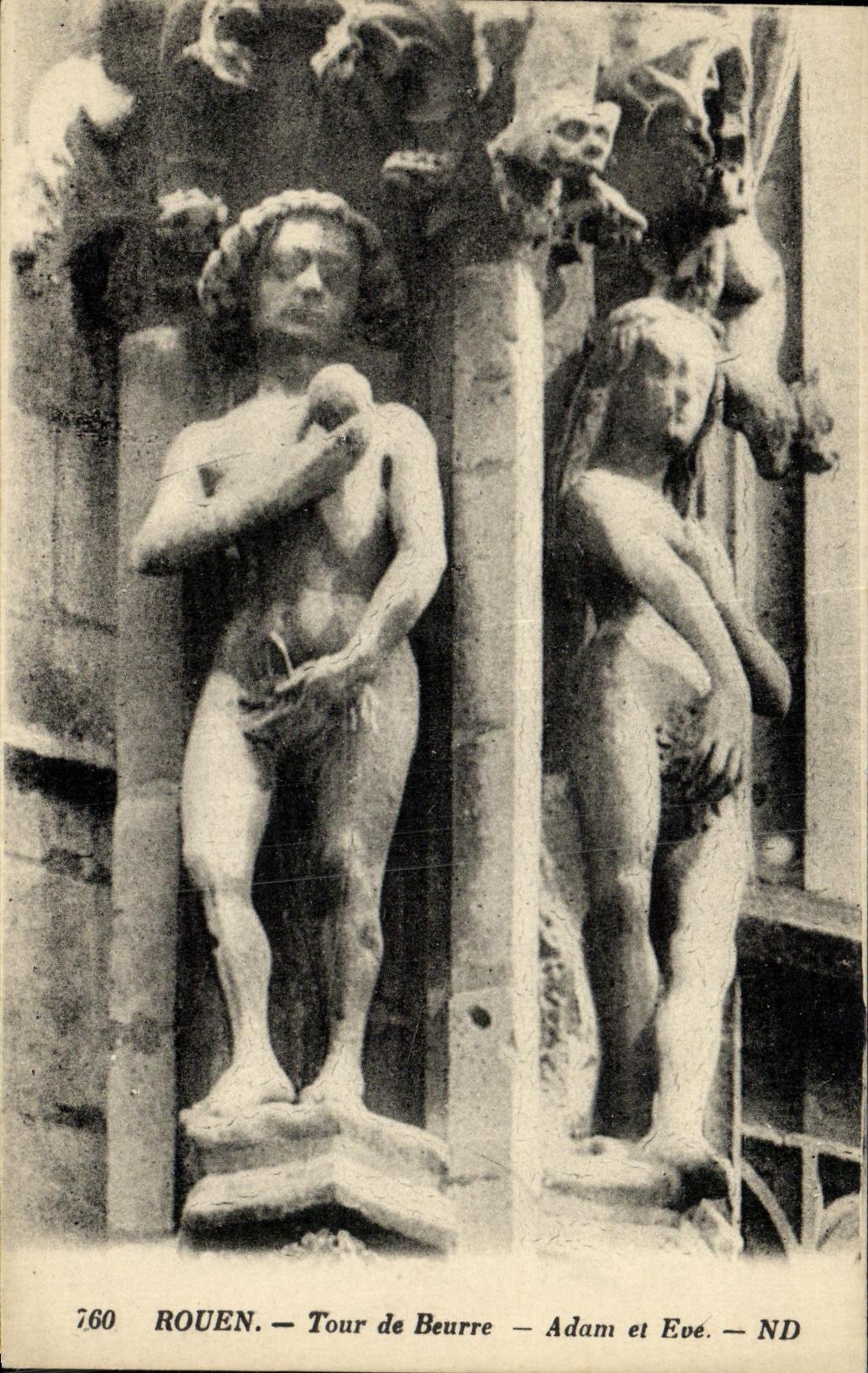 VINTAGE POSTCARD Rouen Turn of Butter Adam and Eve