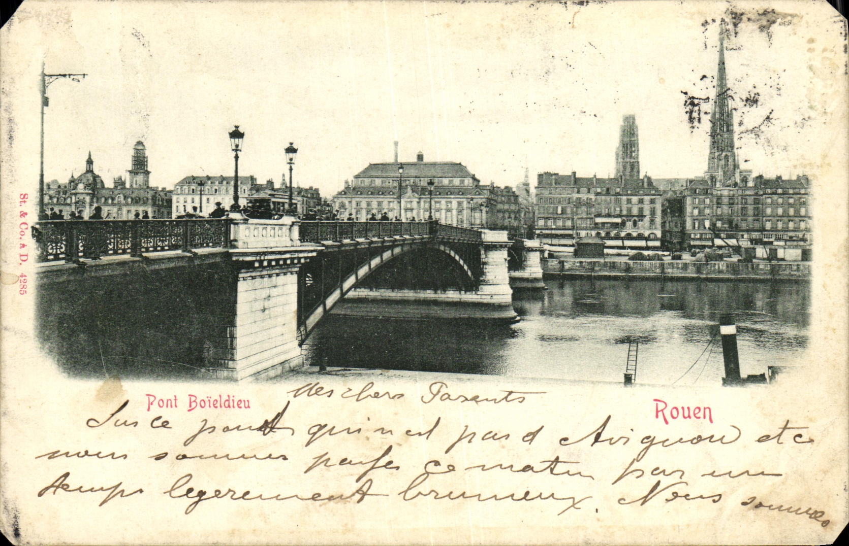 VINTAGE POSTCARD Rouen Boleldieu Bridge