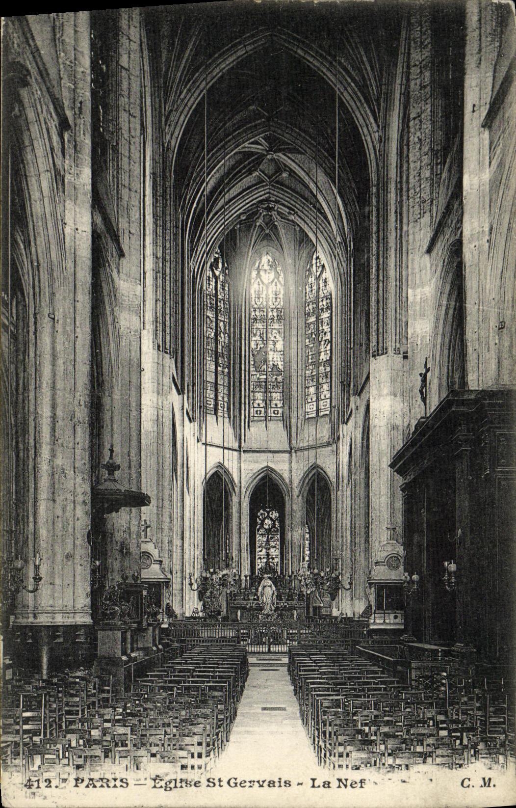 CPA Paris Eglise St Gervais La nef