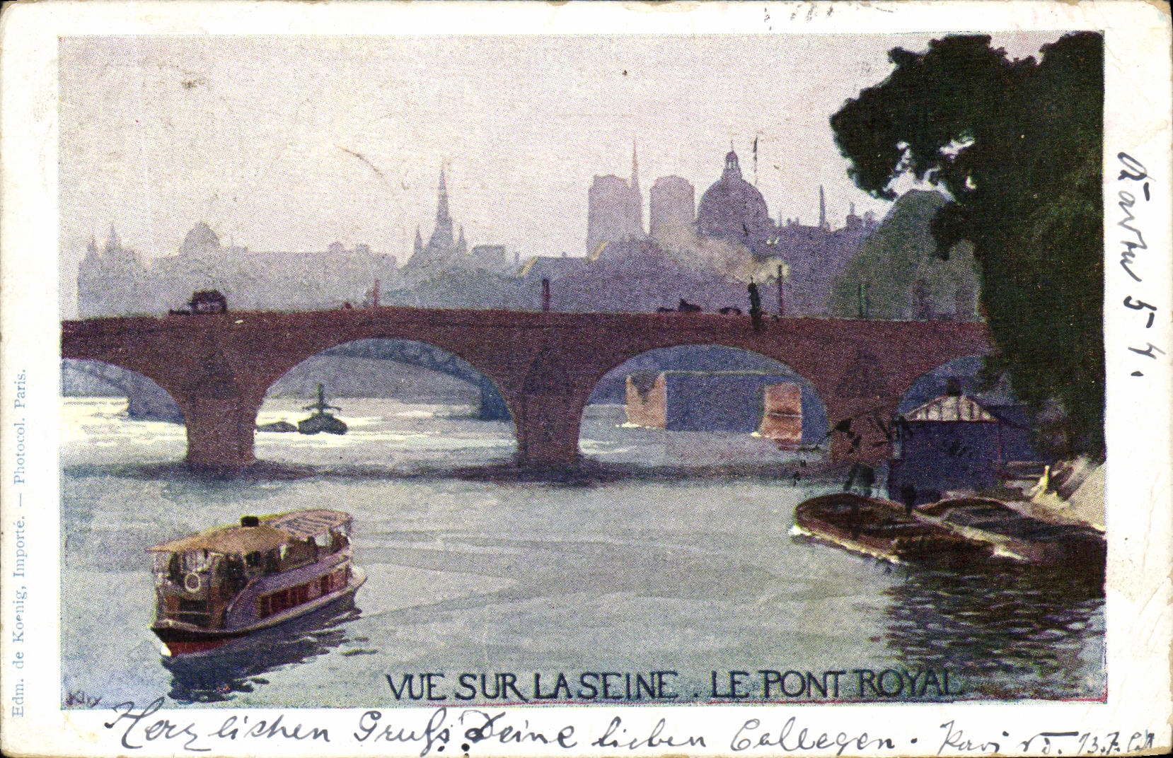 CPA Paris Vers la Seine Le pont Royal