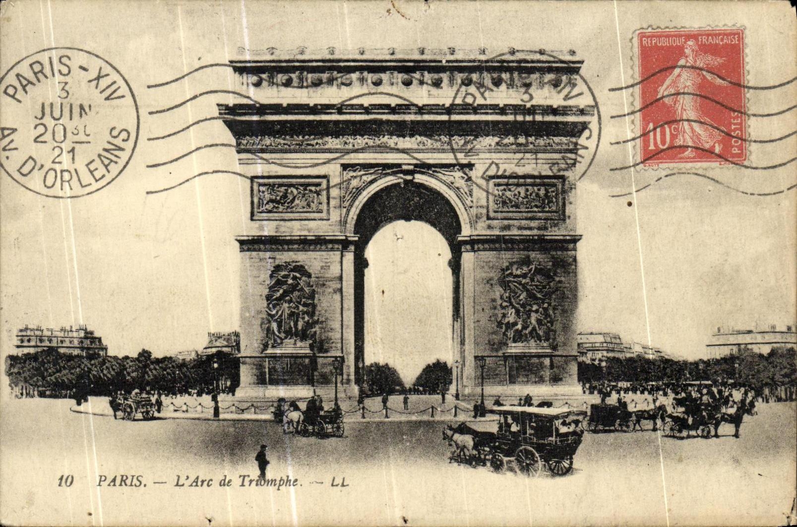 POSTAL Paris L arco de la VENDIMIA de Tromphe