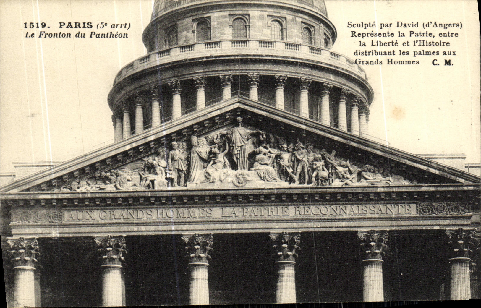 POSTAL Paris de la VENDIMIA el fronton del panteon