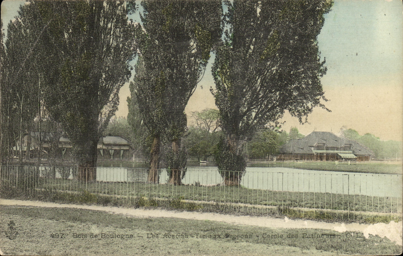 VINTAGE POSTCARD Paris Bois de Boulogne the acacias Shootings with the pigeons
