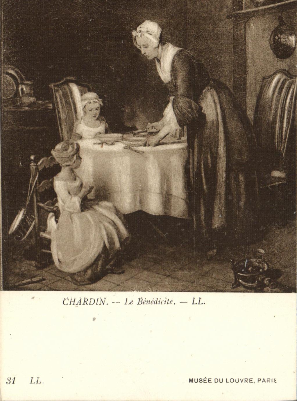 POSTAL Chardin de la VENDIMIA el museo de la tolerancia de la lumbrera Paris