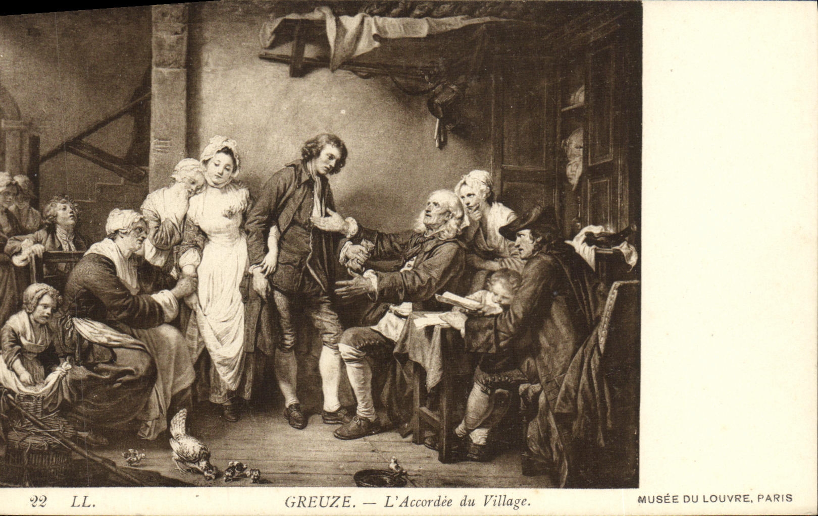 POSTAL Greuze L Acordee de la VENDIMIA del museo de la aldea de la lumbrera Paris