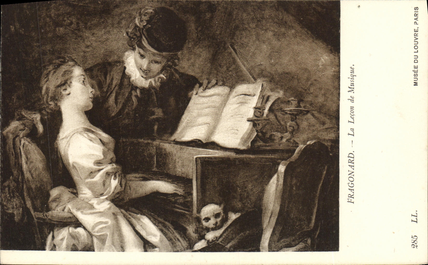 POSTAL Fragonard de la VENDIMIA la leccion del museo de Muisque de la lumbrera Paris