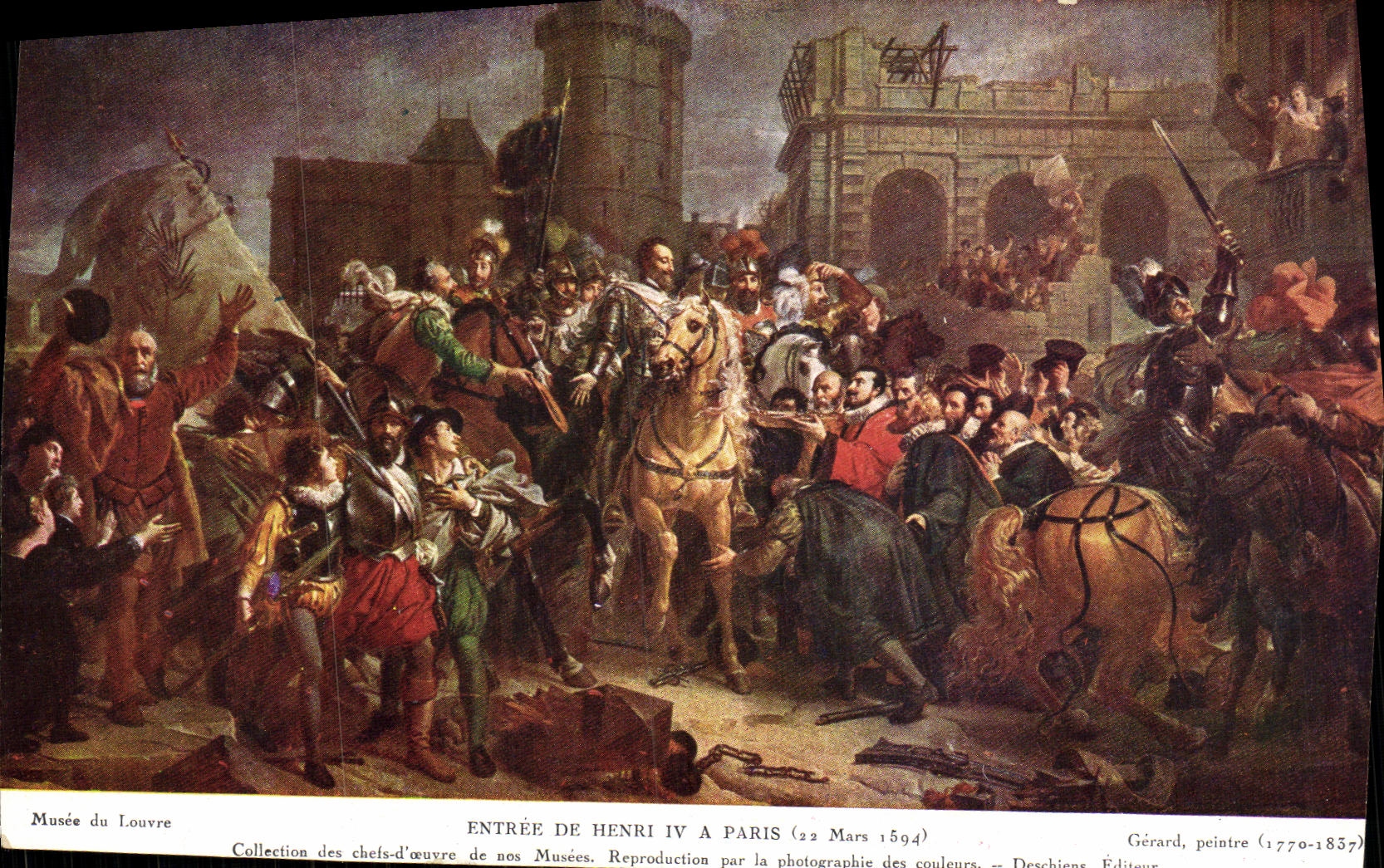 La POSTAL Musee de la VENDIMIA de la entrada de la lumbrera de Henry lV tiene Paris el marzo de 1594