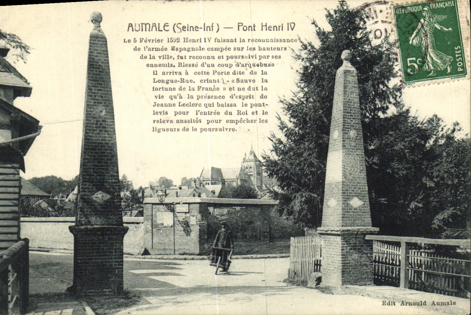 VINTAGE POSTCARD Aumale Bridge Henri IV