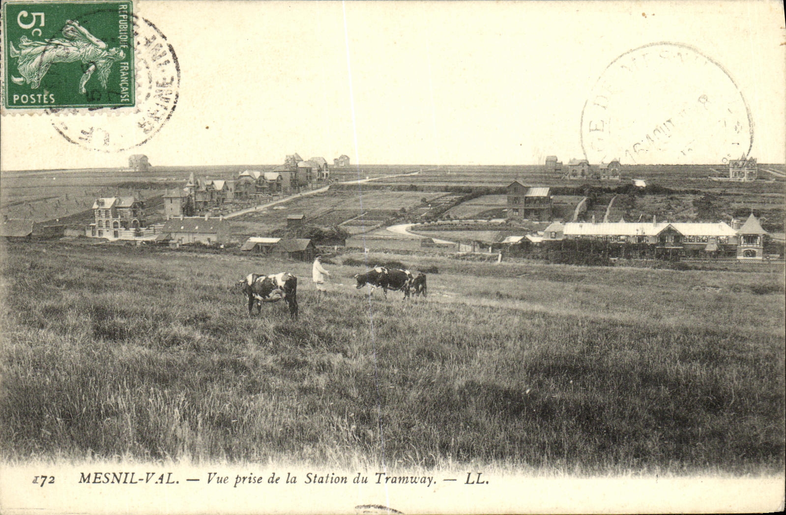 VINTAGE POSTCARD Mesnil Valley Seen from of the Station of the Tram