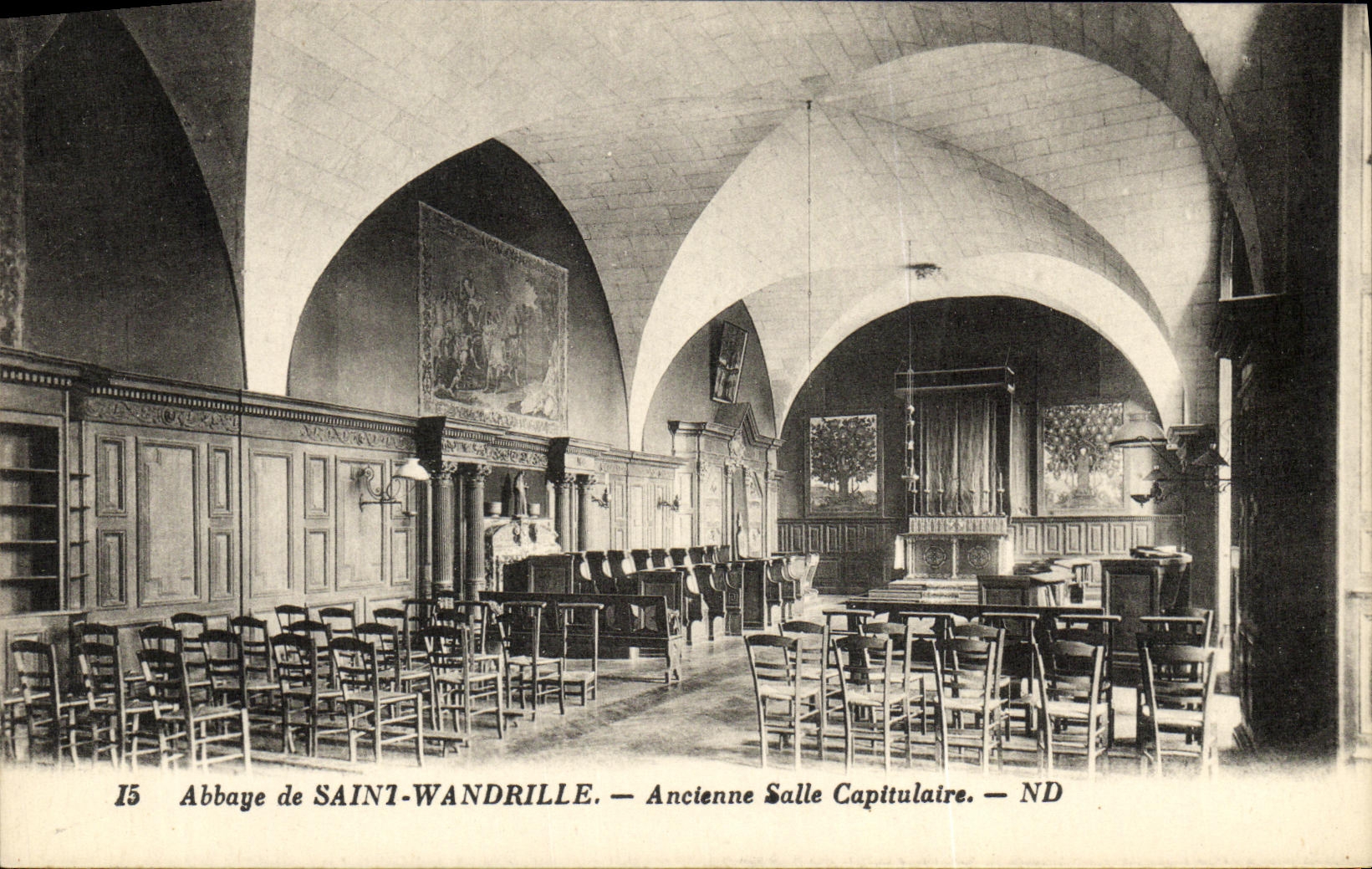 VINTAGE POSTCARD Abbey of Wandrille Saint Old Capltulaire Room