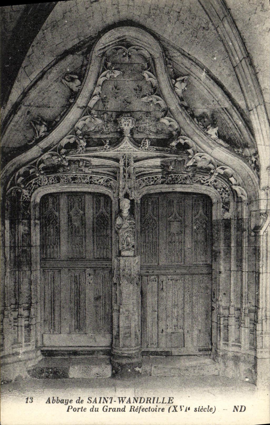 VINTAGE POSTCARD Abbaye of Wandrille Saint Carries large refectory