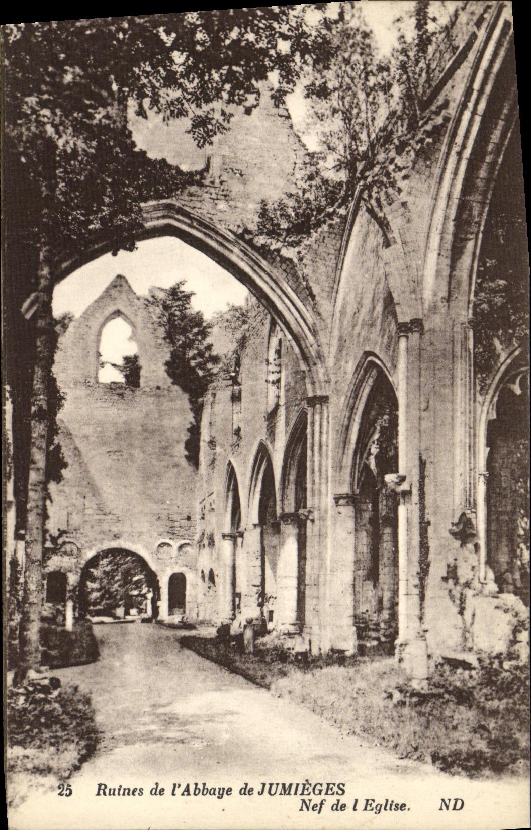 VINTAGE POSTCARD Ruins of L Abbey of Jumieges Nave of the L Church