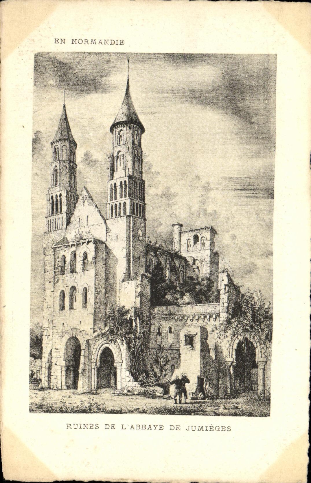 VINTAGE POSTCARD Ruins of L Abbey of Jumieges