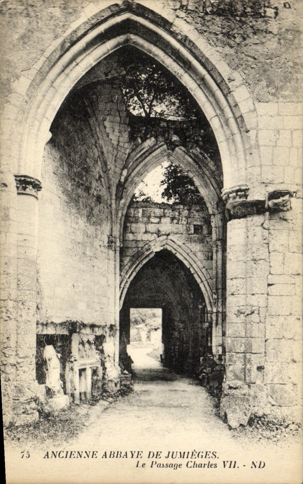 VINTAGE POSTCARD Old Abbey of Jumieges the Passage Charles Vll