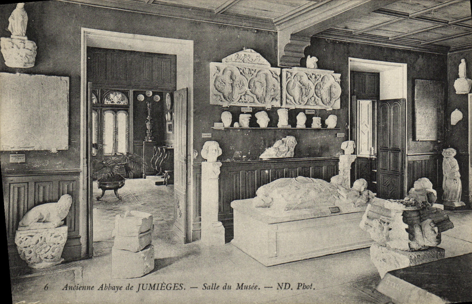 VINTAGE POSTCARD Old Abbey of Jumieges Room of the Museum