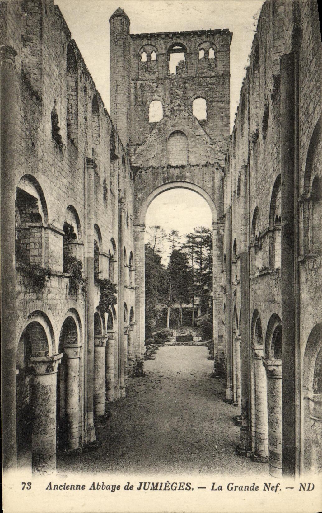 VINTAGE POSTCARD Old Abbey of Jumieges Large the Nave