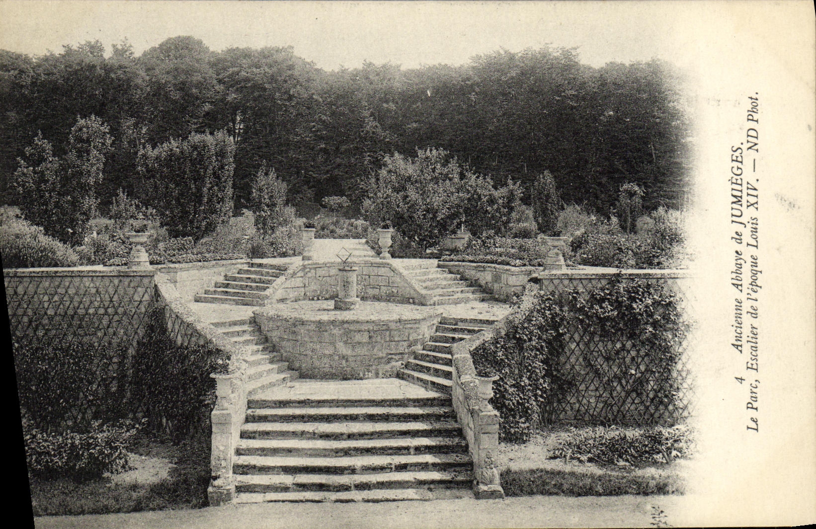 VINTAGE POSTCARD Old Abbey of Jumieges the park staircase of L time Louis XIV
