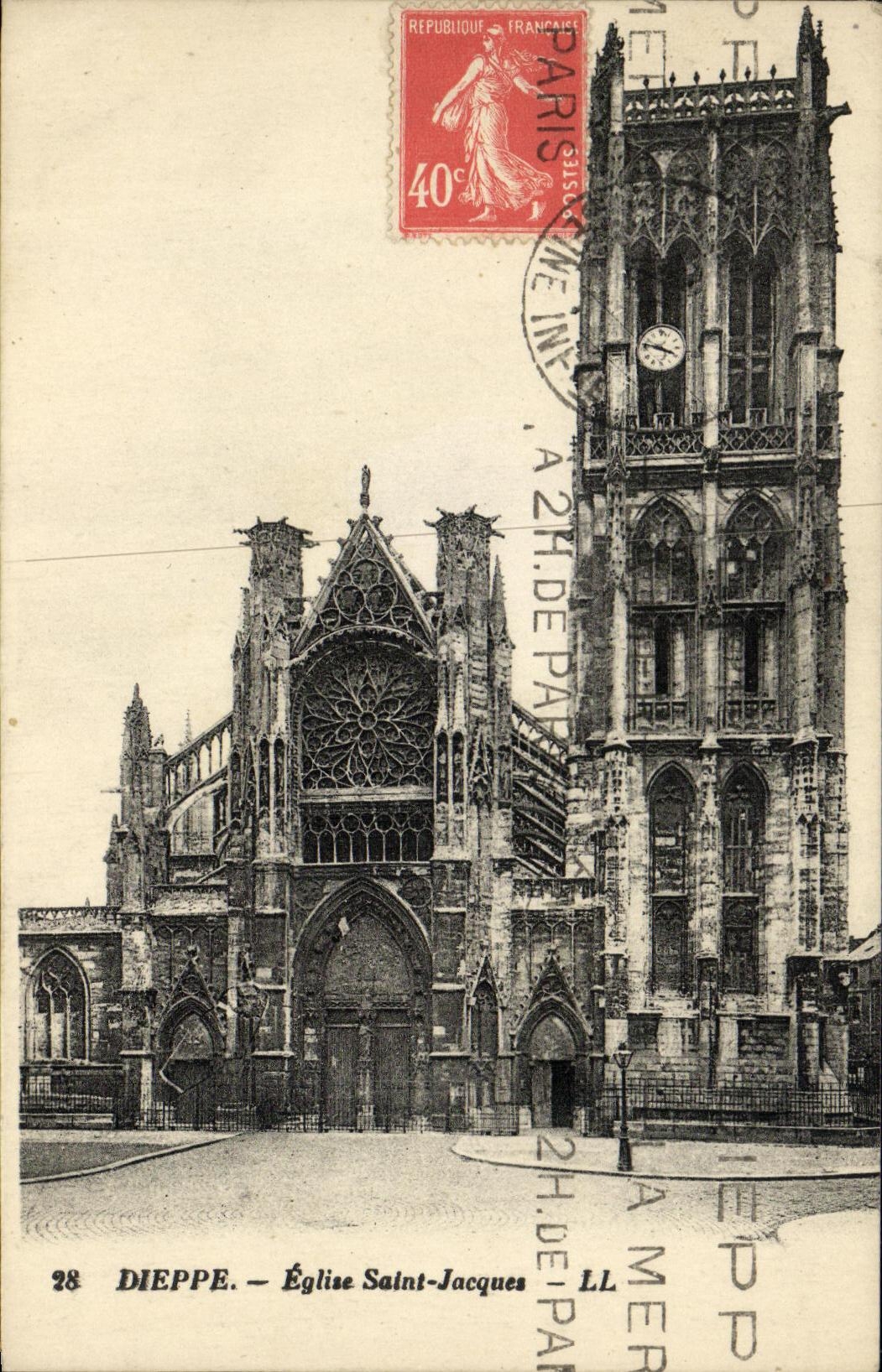 Iglesia Jacques de Dieppe de la POSTAL de la VENDIMIA Saint