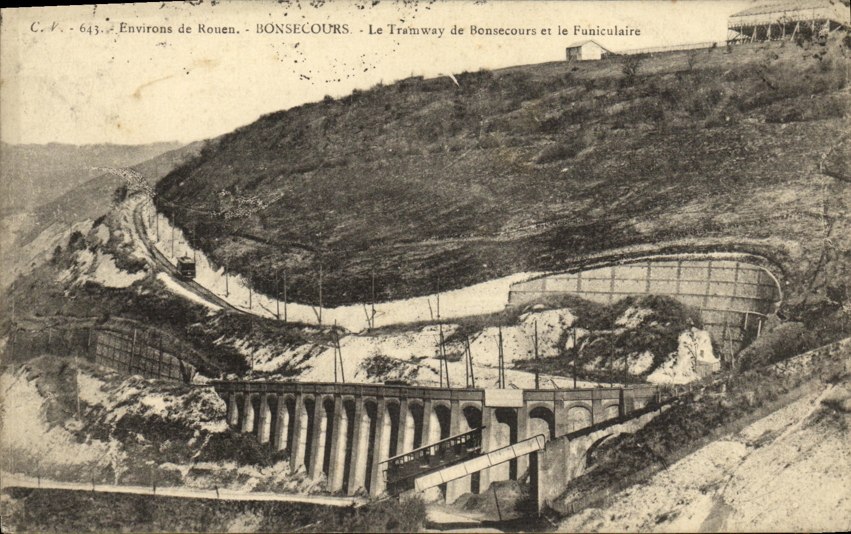 POSTAL Bonsecours de la VENDIMIA la tranvia de Bonsecours y los alrededores funiculares de Ruan