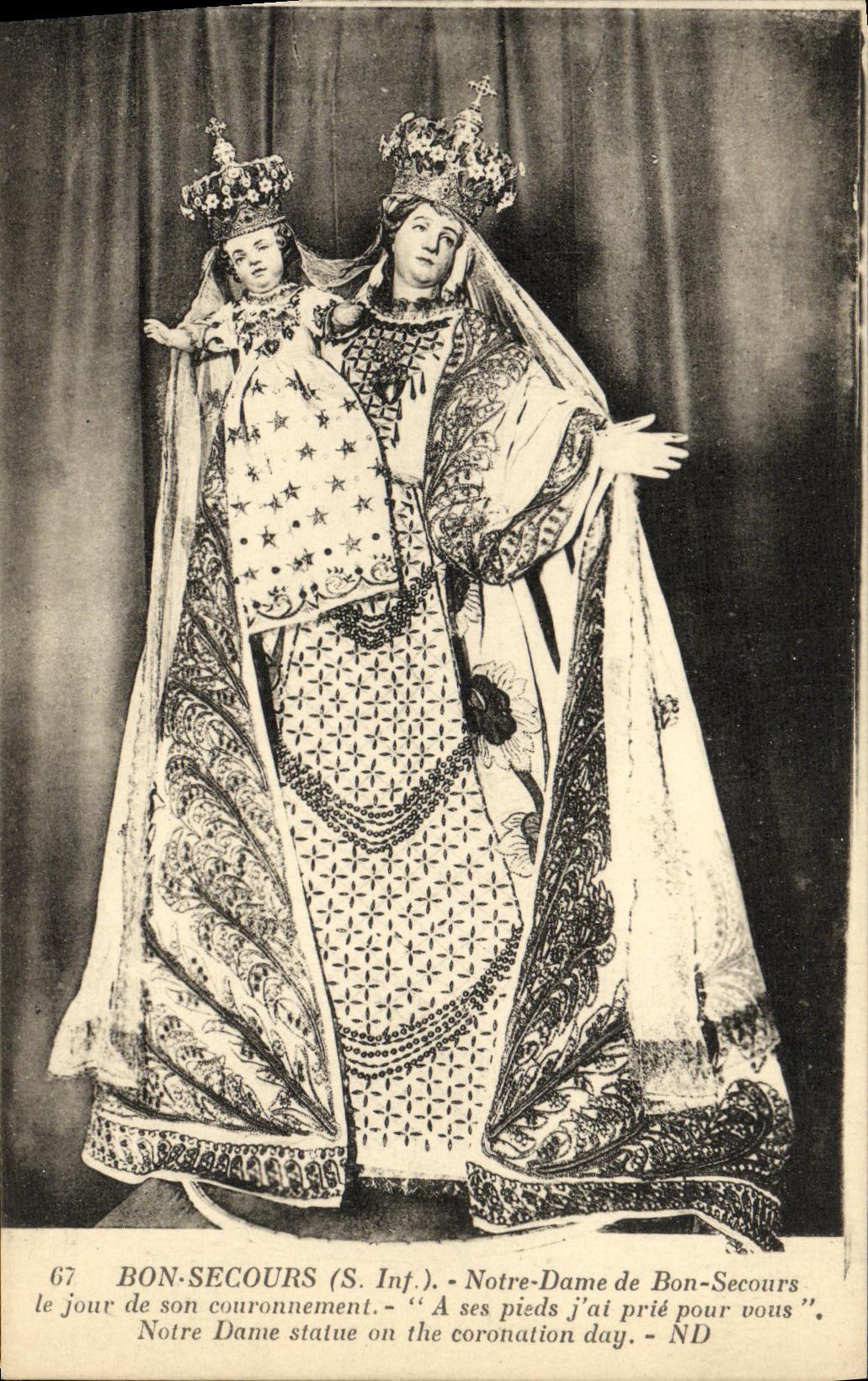 POSTAL Bonsecours Notre Dame de Bon Help de la VENDIMIA el dia de su coronacion