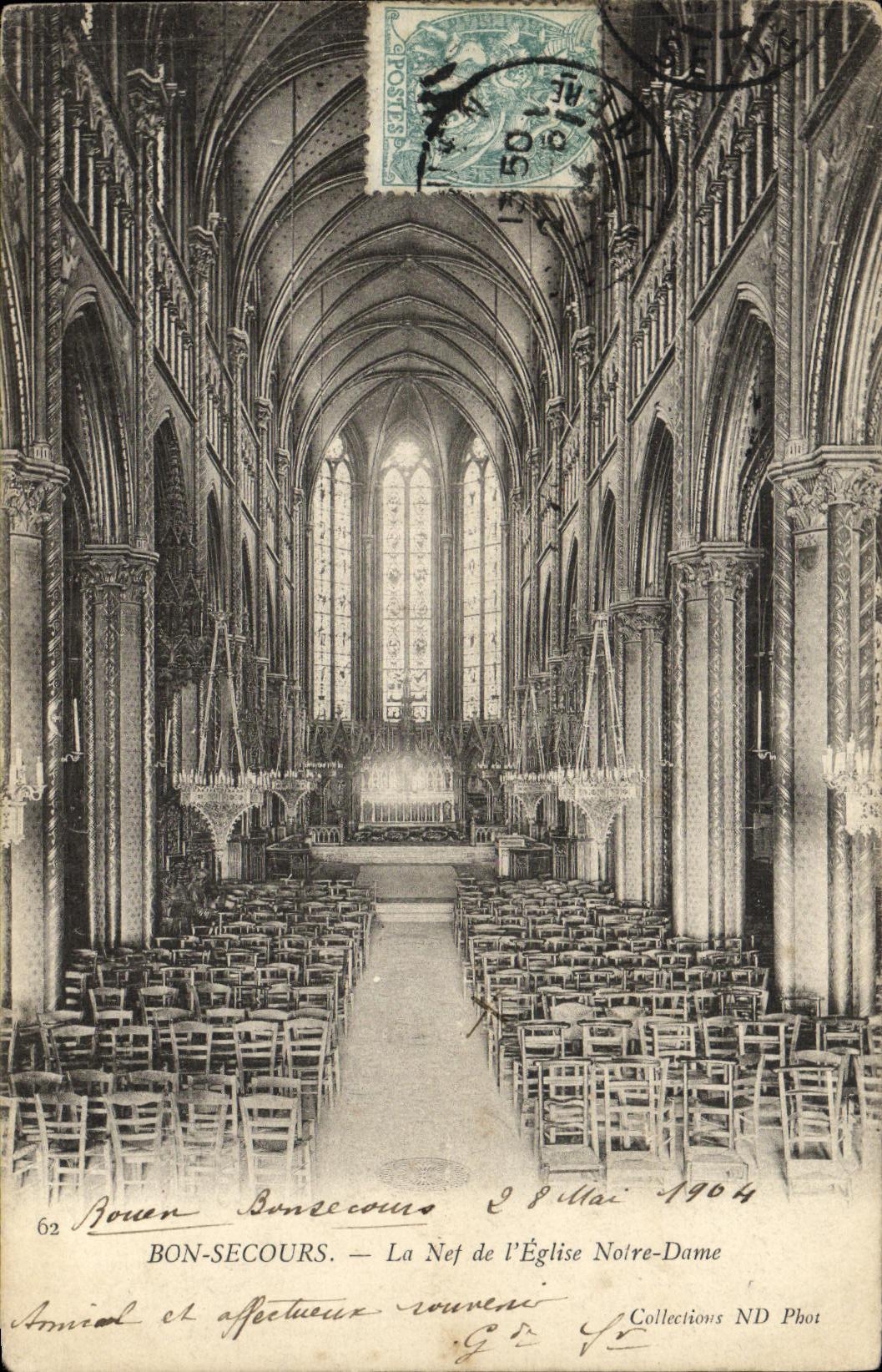 POSTAL Bonsecours de la VENDIMIA el cubo L iglesia de Notre Dame