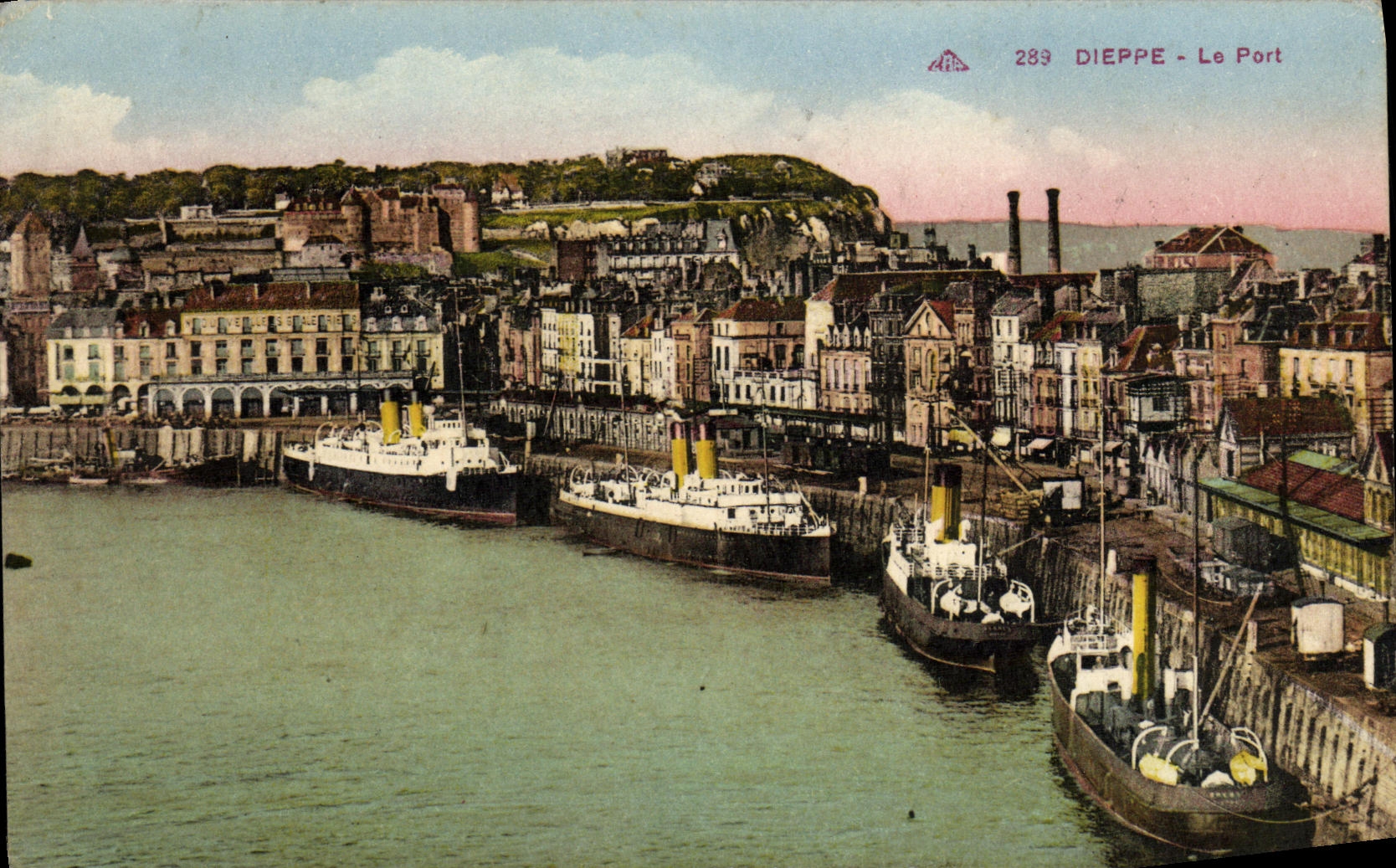 POSTAL Dieppe de la VENDIMIA los barcos portuarios