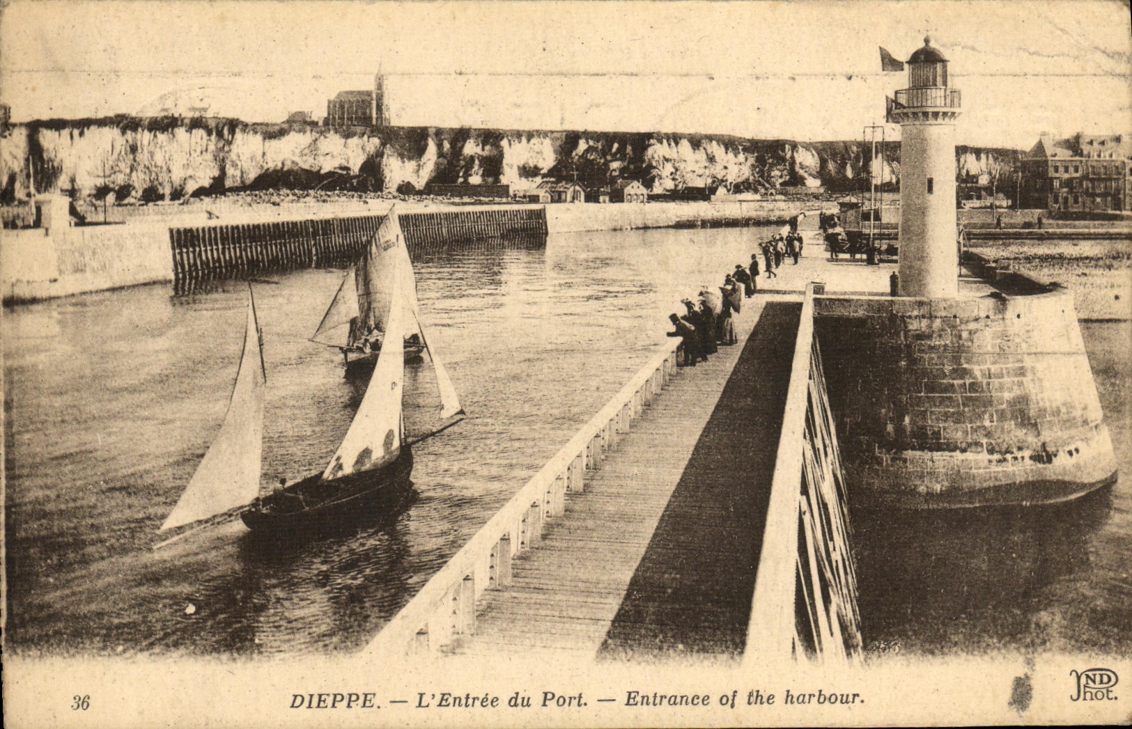 POSTAL Dieppe L de la VENDIMIA entrado del puerto