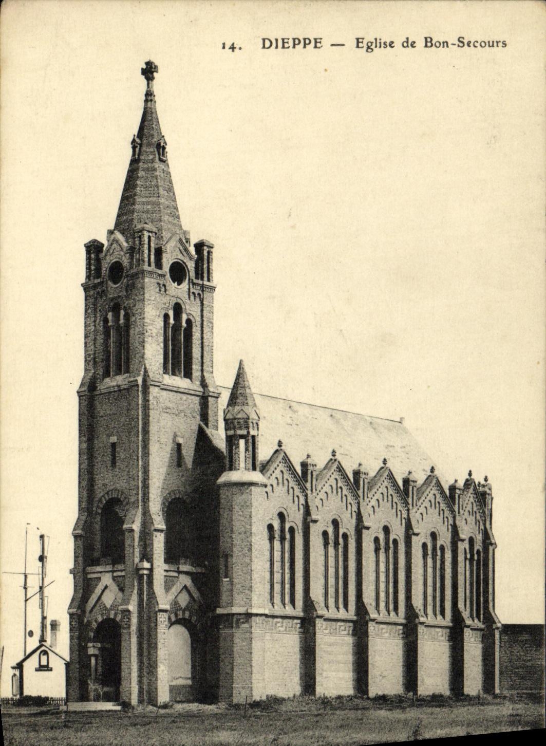 Iglesia de Dieppe de la POSTAL de la VENDIMIA de la buena ayuda