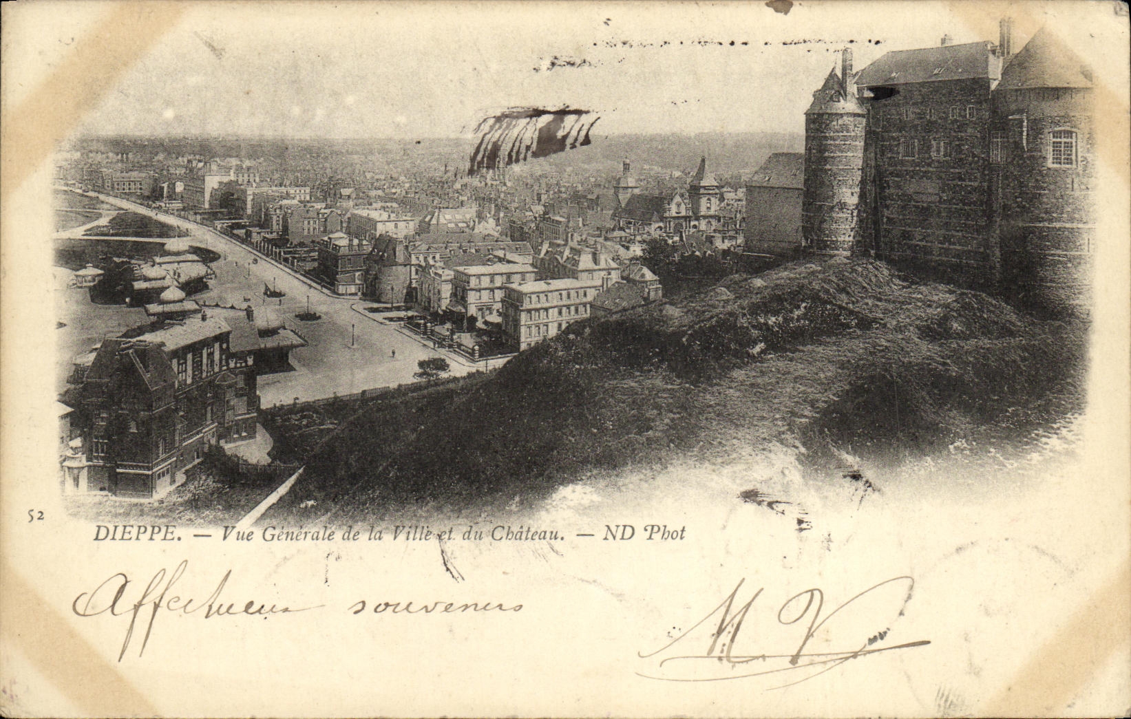 Opinion de Dieppe de la POSTAL de la VENDIMIA de la ciudad y del castillo