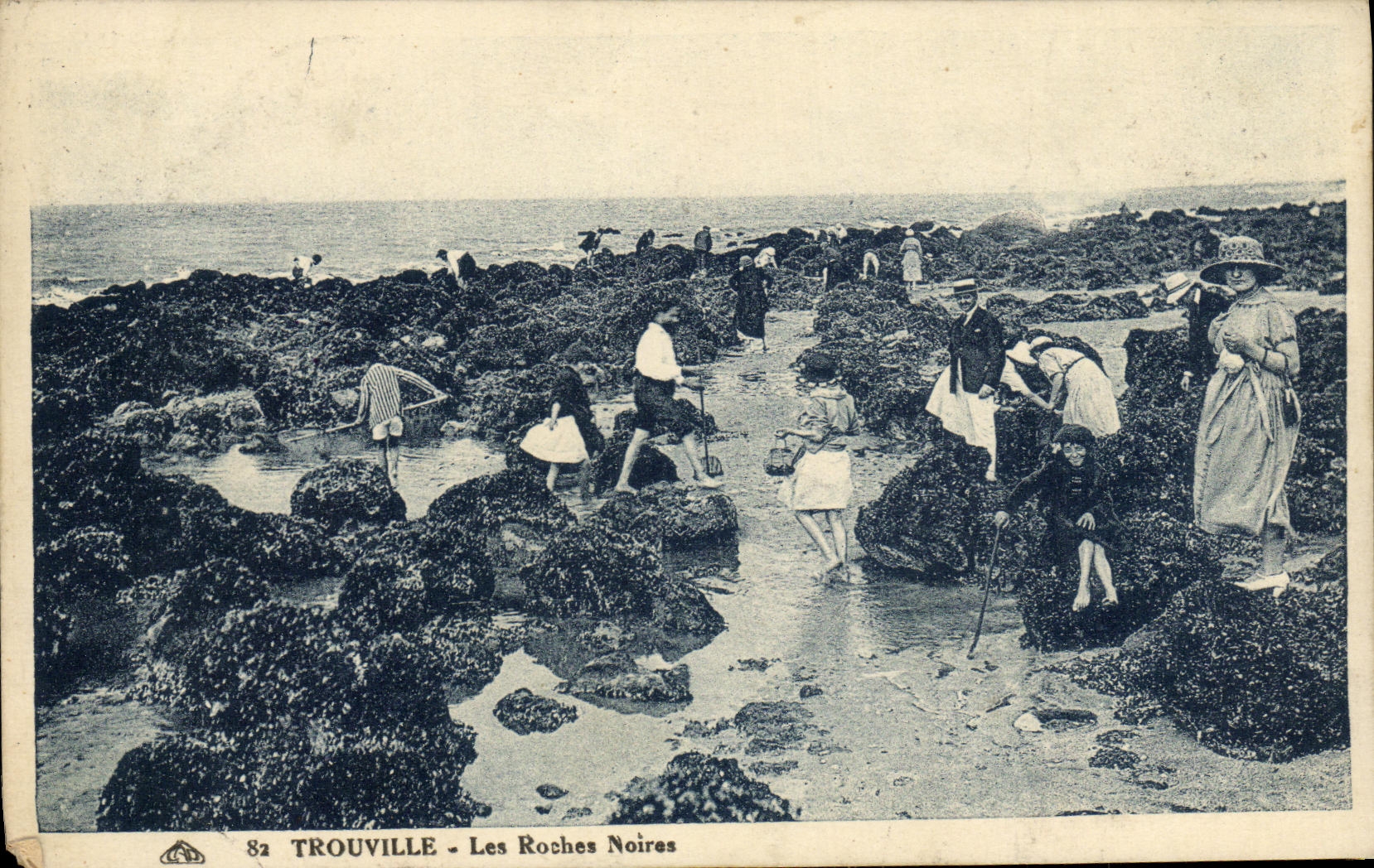 VINTAGE POSTCARD Trouville Rocks Black