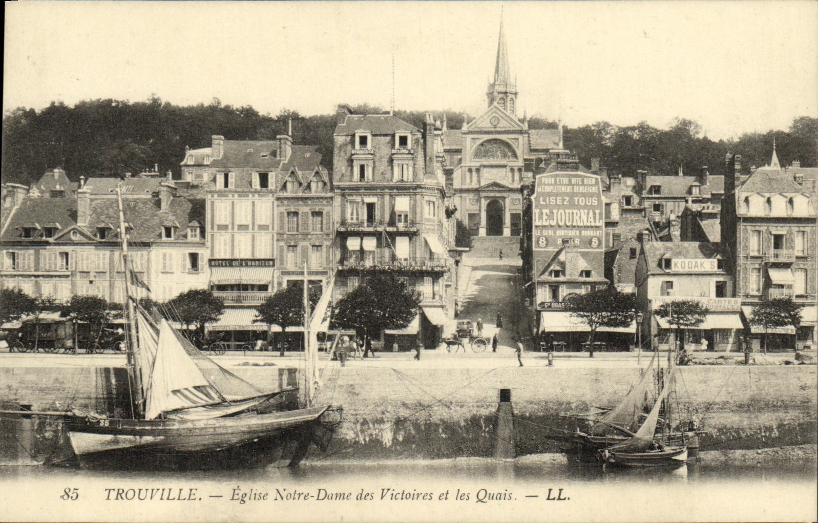 VINTAGE POSTCARD Trouville Notre Dame Church of Victories and the Quays