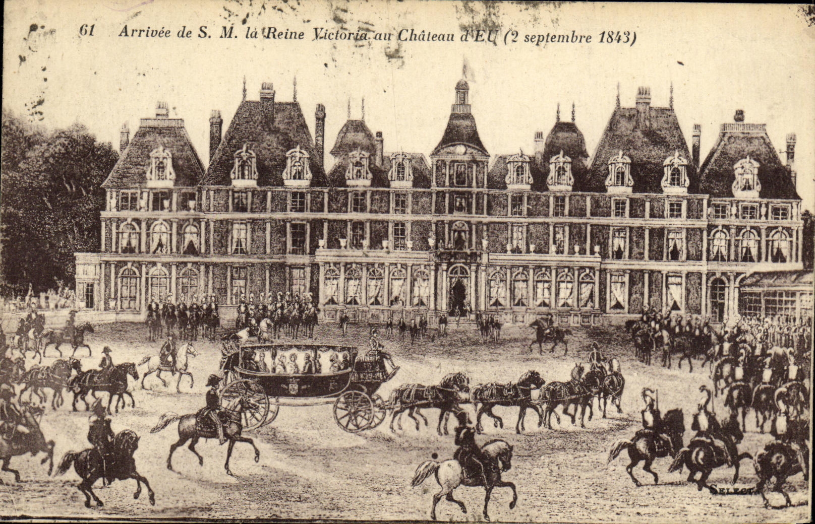 CPA Arrivee de S M la Reine Victoria au Chateau d Eu