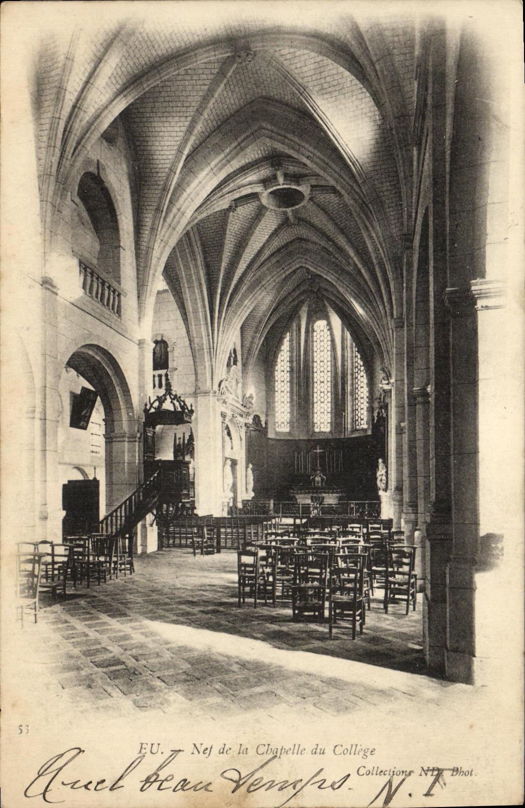 CPA Eu Nef de la Chapelle du College 