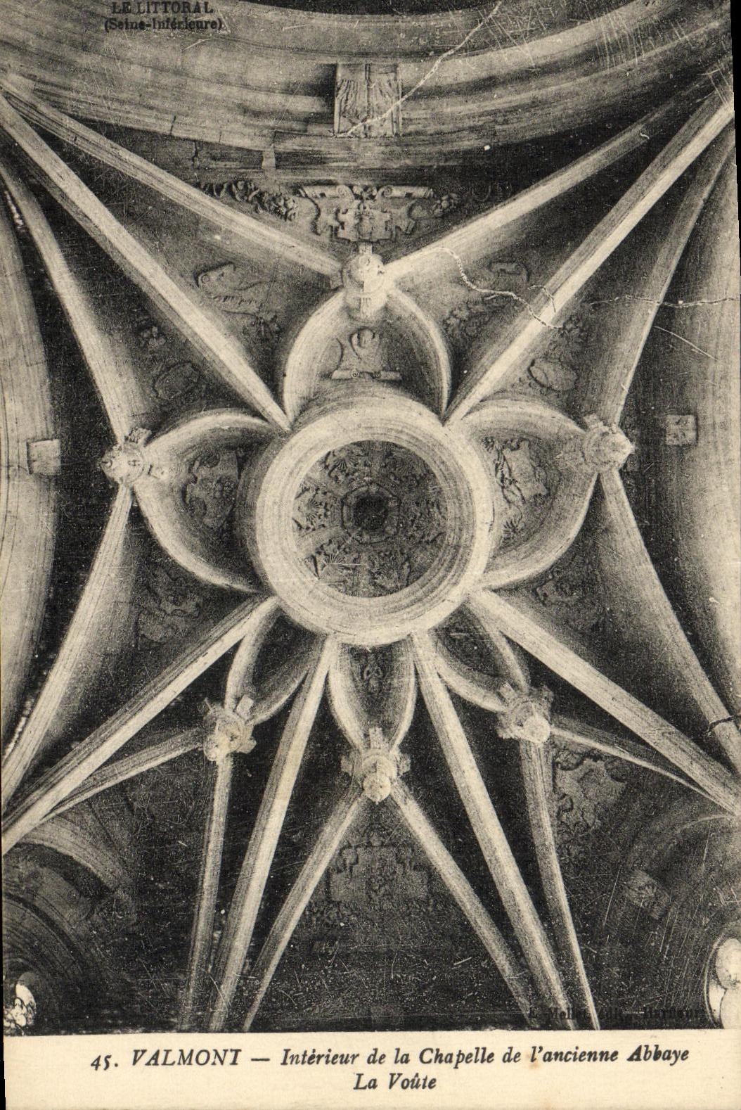 VINTAGE POSTCARD Interior Valmont of the Vault of L Old Abbey the vault