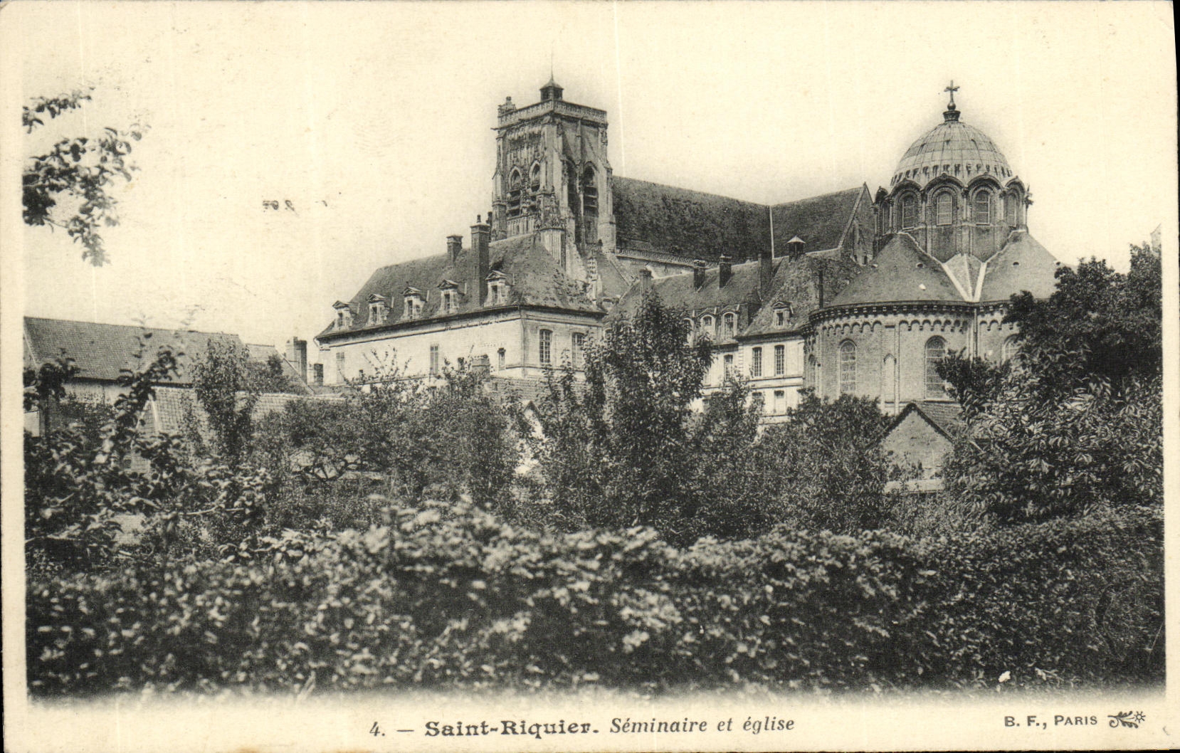 VINTAGE POSTCARD Holy Riquier Seminar and Eglise