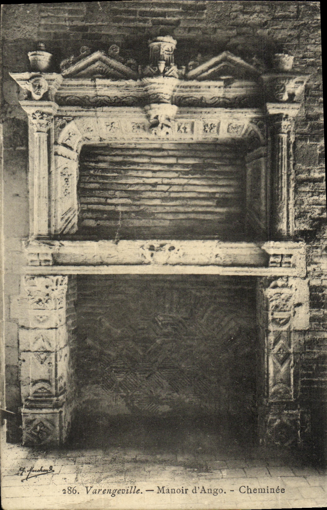 VINTAGE POSTCARD Varengeville Manor D Ango Chimney