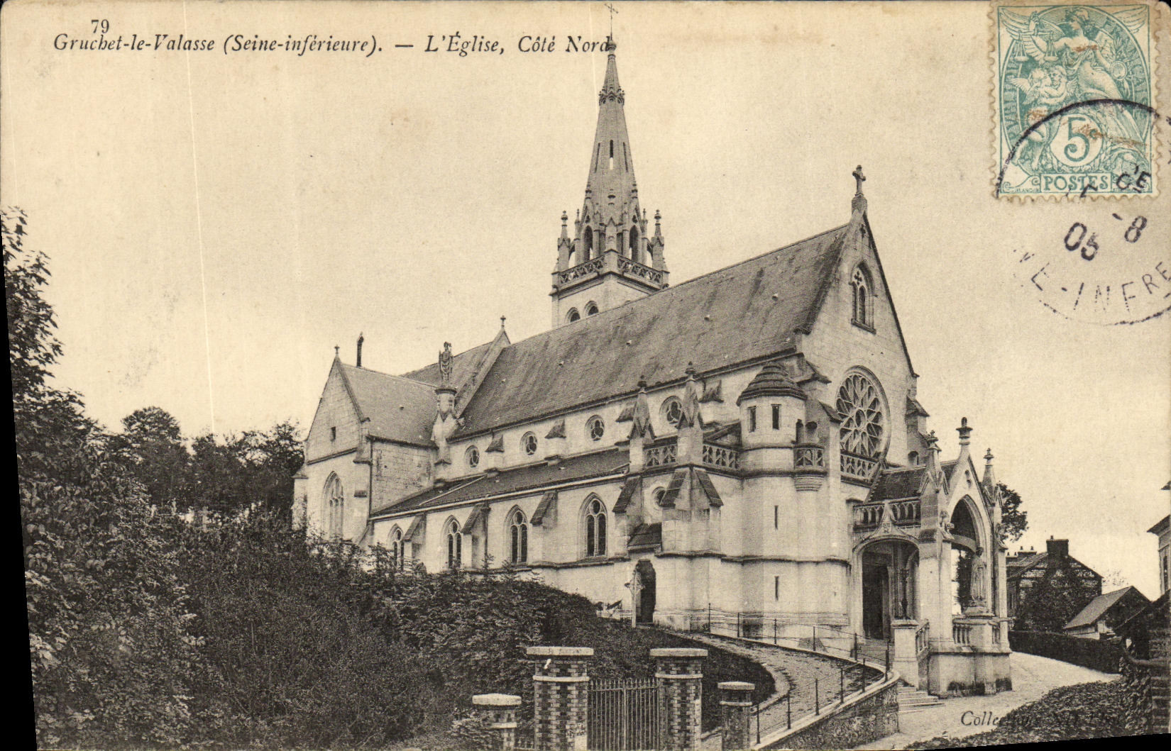 VINTAGE POSTCARD Gruchet Valasse L church Dimensions Northern