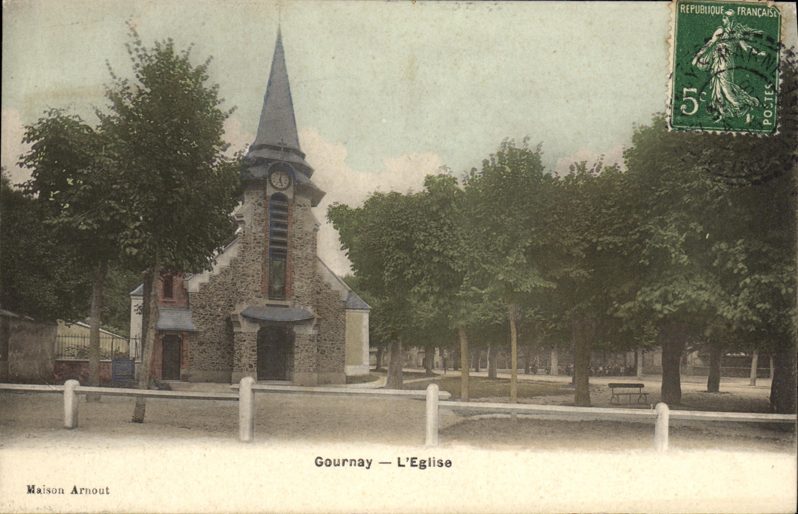 VINTAGE POSTCARD Gournay L church